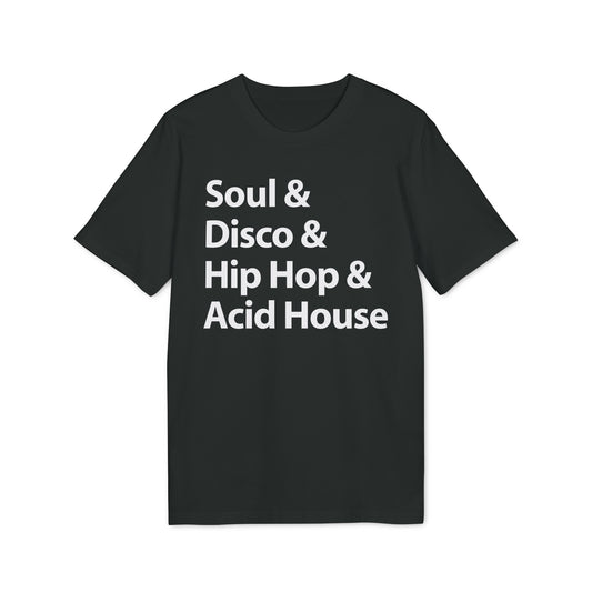 Soul Disco Hip Hop Acid House Maglietta in Cotone Biologico